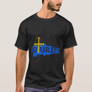 Camiseta Mapa E Bandeira Asturianos - Espanha Das Astúrias