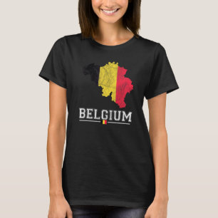 Camiseta Mapa e Bandeira da Bélgica Lembrança Envelhecido