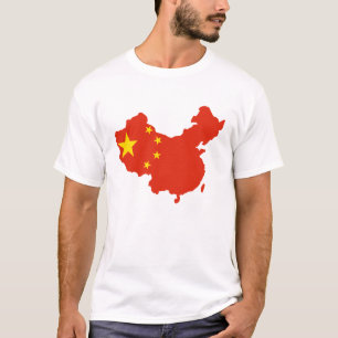 Camiseta mapa e bandeira da porcelana