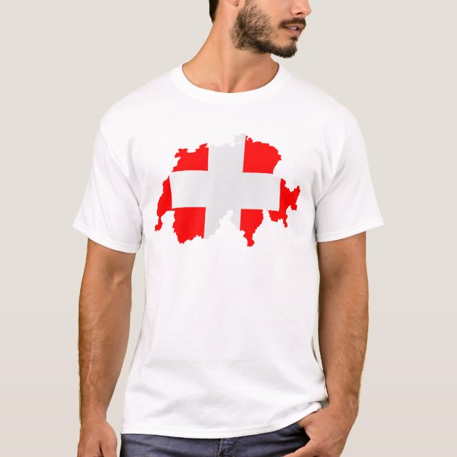 Camiseta Mapa e bandeira da suiça (Frente)