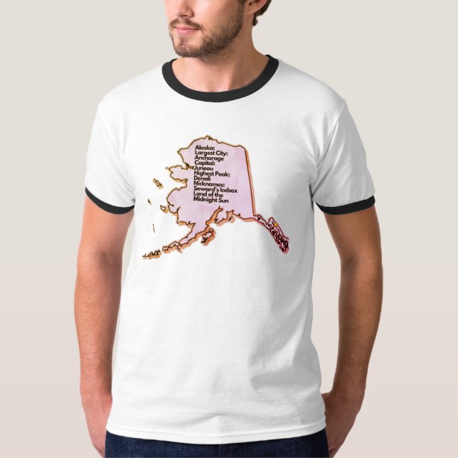 Camiseta Mapa e Fatos do Alasca (Frente)