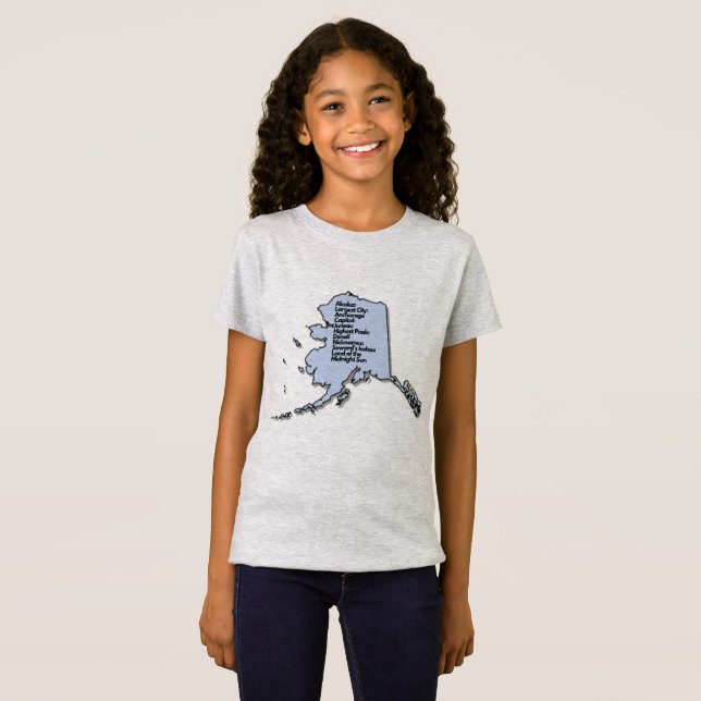 Camiseta Mapa e Fatos do Alasca (Frente Completa)
