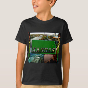 Camiseta Mapa e fotos de Kansas