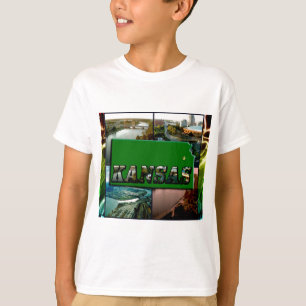 Camiseta Mapa e fotos de Kansas