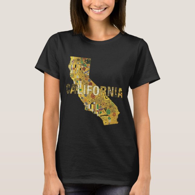 Camiseta Mapa e texto da Califórnia (Frente)