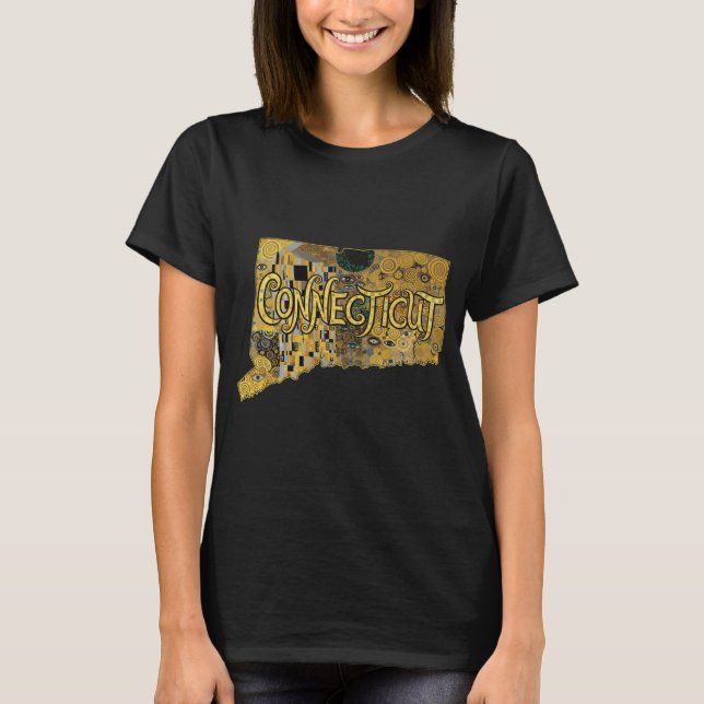 Camiseta Mapa e Texto de Connecticut (Frente)
