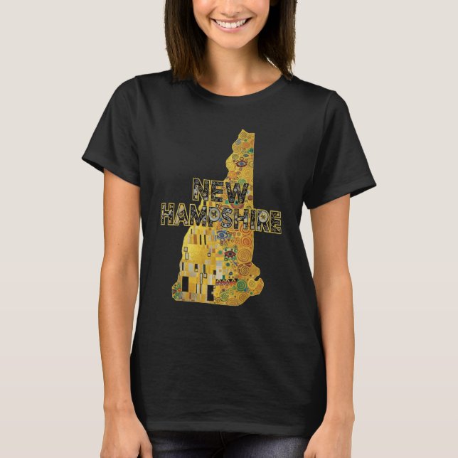 Camiseta Mapa e Texto de New Hampshire (Frente)
