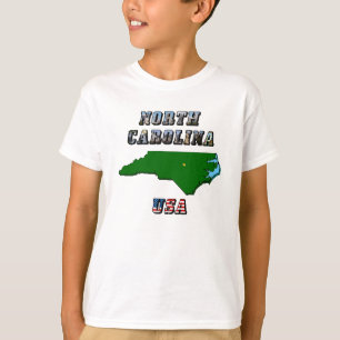 Camiseta Mapa e texto de North Carolina