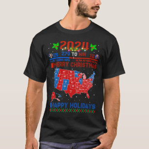 Camiseta Mapa Eleitoral 2024 Merry Christmas Trump Landslid