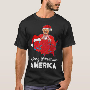 Camiseta Mapa eleitoral de Trump Papais noeis de Natal Feli