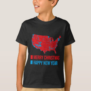 Camiseta Mapa eleitoral exato Feliz Natal Novo Ye feliz