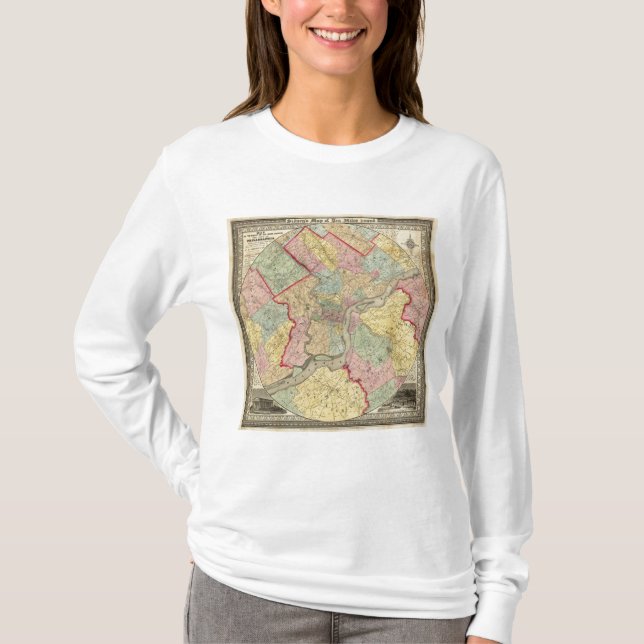 Camiseta Mapa em torno da cidade de Philadelphfia (Frente)
