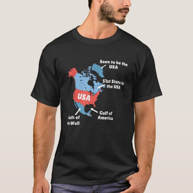 Camiseta Mapa engraçado dos EUA Canadá Golfo de Mim (Frente)