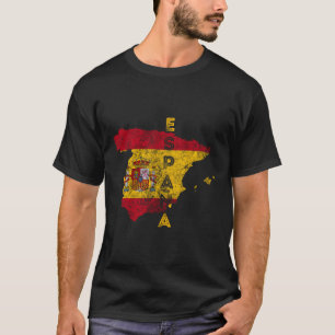 Camiseta Mapa Espanhol E Bandeira Souvenir - Espanha Em Des