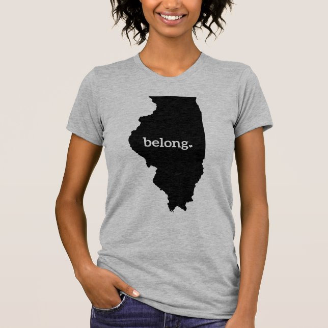 Camiseta Mapa Estatal de Illinois Belong (Frente)