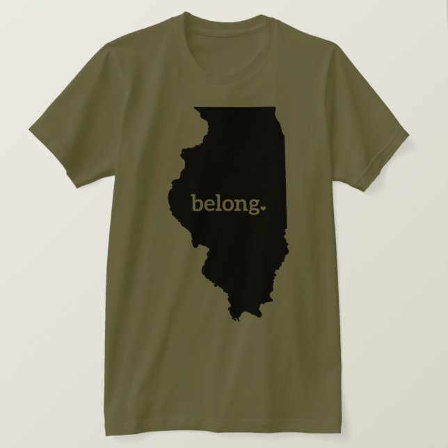 Camiseta Mapa Estatal de Illinois Belong (Frente do Design)