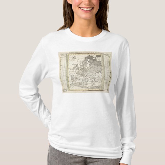 Camiseta Mapa estatístico geográfico botânico de Europa (Frente)