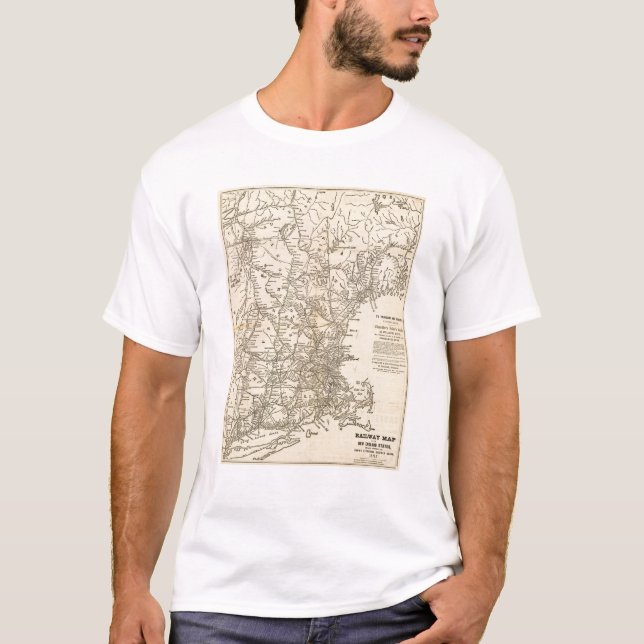 Camiseta Mapa ferroviário dos Estados da Nova Inglaterra (Frente)