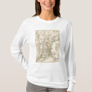 Camiseta Mapa ferroviário dos Estados da Nova Inglaterra