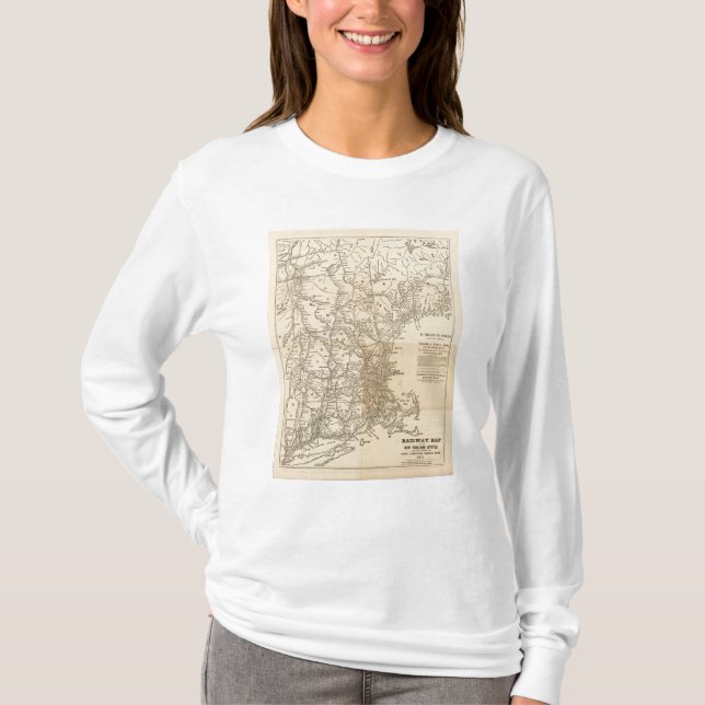 Camiseta Mapa ferroviário dos Estados da Nova Inglaterra (Frente)