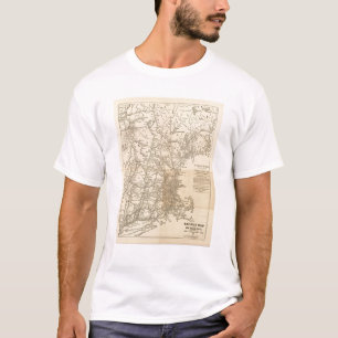 Camiseta Mapa ferroviário dos Estados da Nova Inglaterra