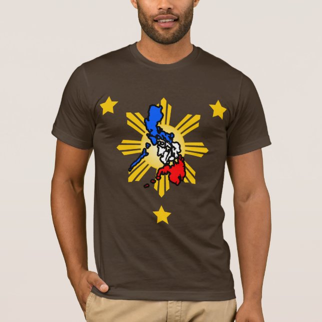 Camiseta mapa filipino com o t-shirt de 3 estrelas (Frente)