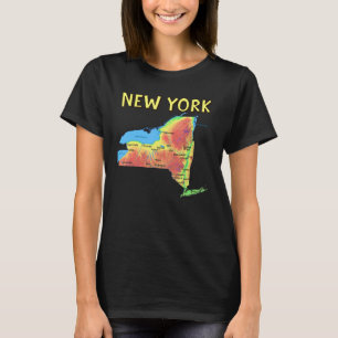 Camiseta Mapa Físico Dos Rios Dos Grandes Lagos Das Cidades