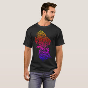Camiseta Mapa Floral Colorido da Guiana com Texto Ilustrado