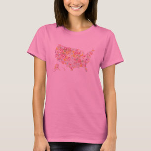 Camiseta Mapa floral dos EUA