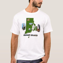 Camiseta Mapa, Fotos e Texto da Ilha Rhode