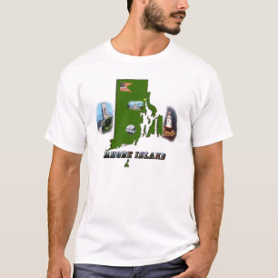 Camiseta Mapa, Fotos e Texto da Ilha Rhode