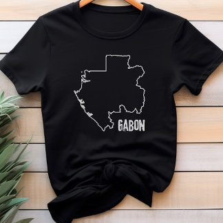 Camiseta Mapa Fronteiriço Gabonês da Fronteira de Fronteira