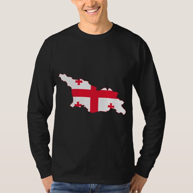 Camiseta Mapa GE da bandeira de Geórgia (Frente)
