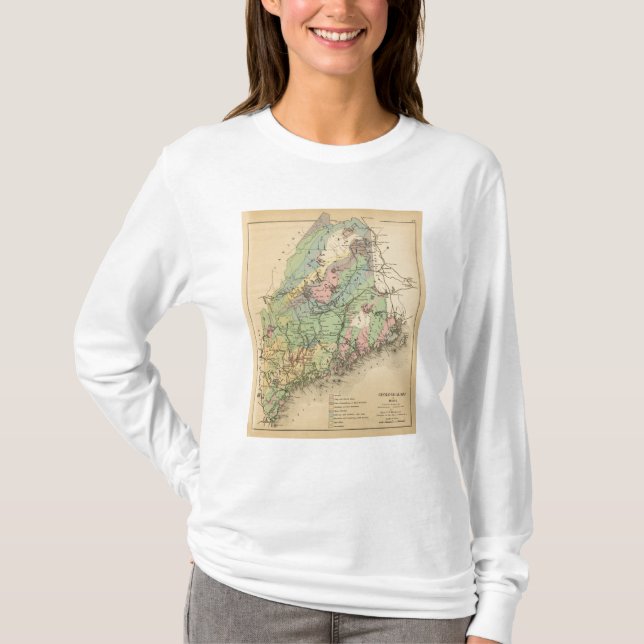 Camiseta Mapa Geological de Maine (Frente)