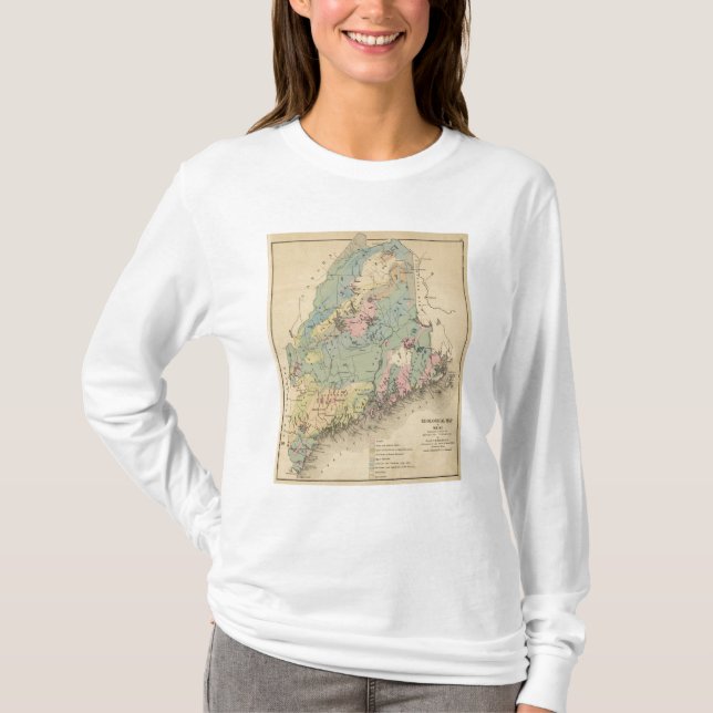 Camiseta Mapa Geological de Maine (Frente)