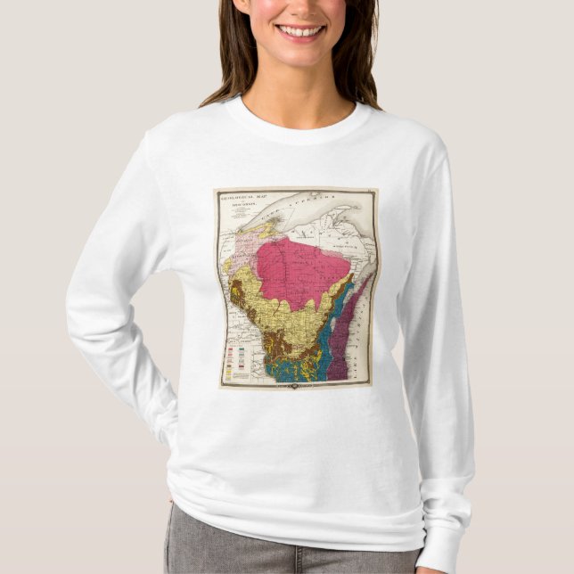 Camiseta Mapa Geological de Wisconsin (Frente)