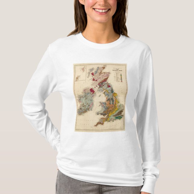 Camiseta Mapa Geological, ilhas britânicas (Frente)