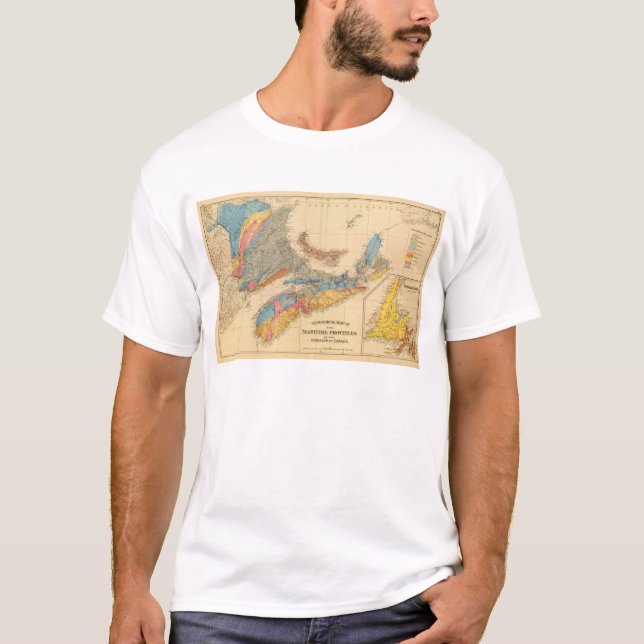 Camiseta Mapa Geological, províncias marítimas (Frente)
