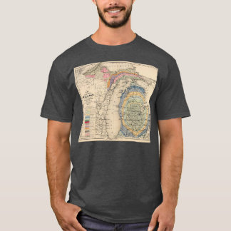 Camiseta Mapa Geológico de Vintage Michigan 1873