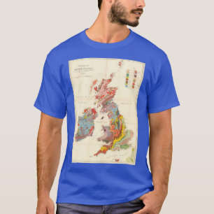 Camiseta Mapa Geológico Vintage das Ilhas Britânicas 1913