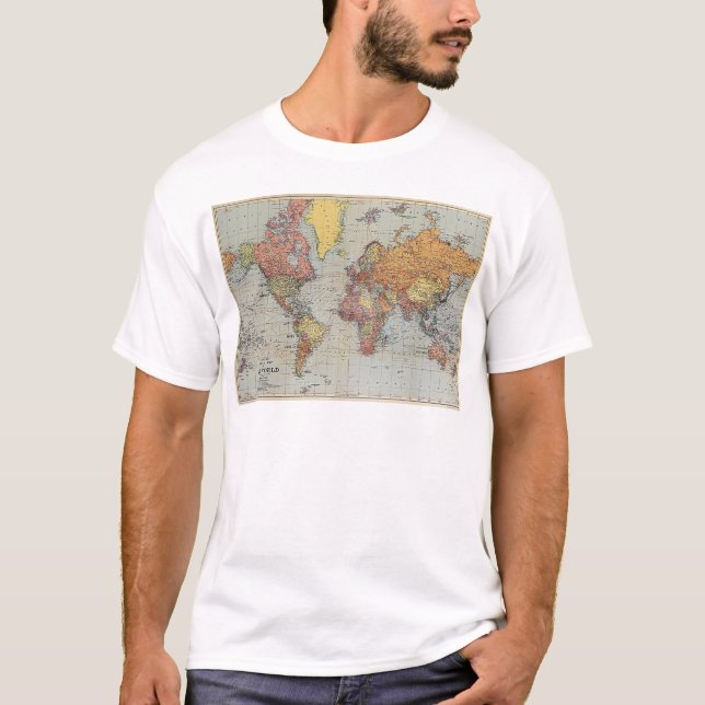 Camiseta Mapa Geral Vintage do Mundo (Frente)
