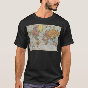 Camiseta Mapa Geral Vintage do Mundo
