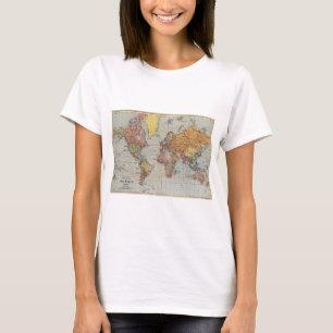 Camiseta Mapa Geral Vintage do Mundo