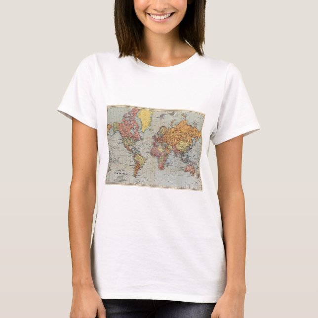 Camiseta Mapa Geral Vintage do Mundo (Frente)