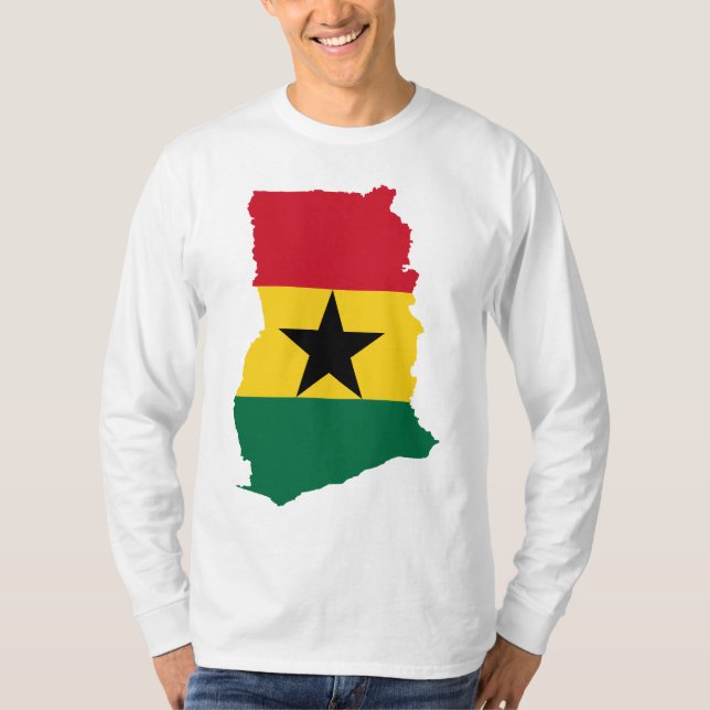 Camiseta Mapa GH da bandeira de Ghana (Frente)