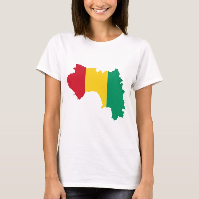 Camiseta Mapa GN da bandeira da Guiné (Frente)