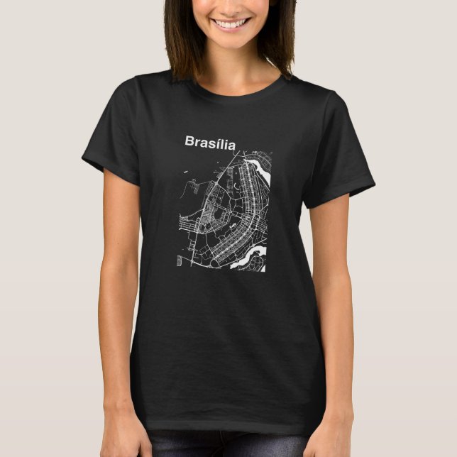 Camiseta Mapa Gráfico Clássico da Cidade de Brasília Brasil (Frente)
