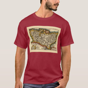 Camiseta Mapa histórico do Condado de Kent, Inglaterra