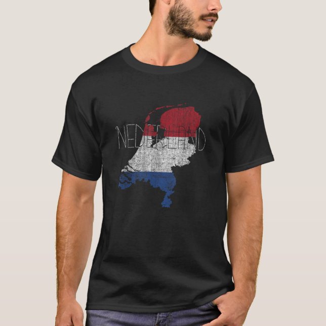 Camiseta Mapa Holandês e Flag Souvenir - Países Baixos (Frente)
