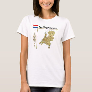 Camiseta Mapa Holandês + Sinalizador + Título T-Shirt